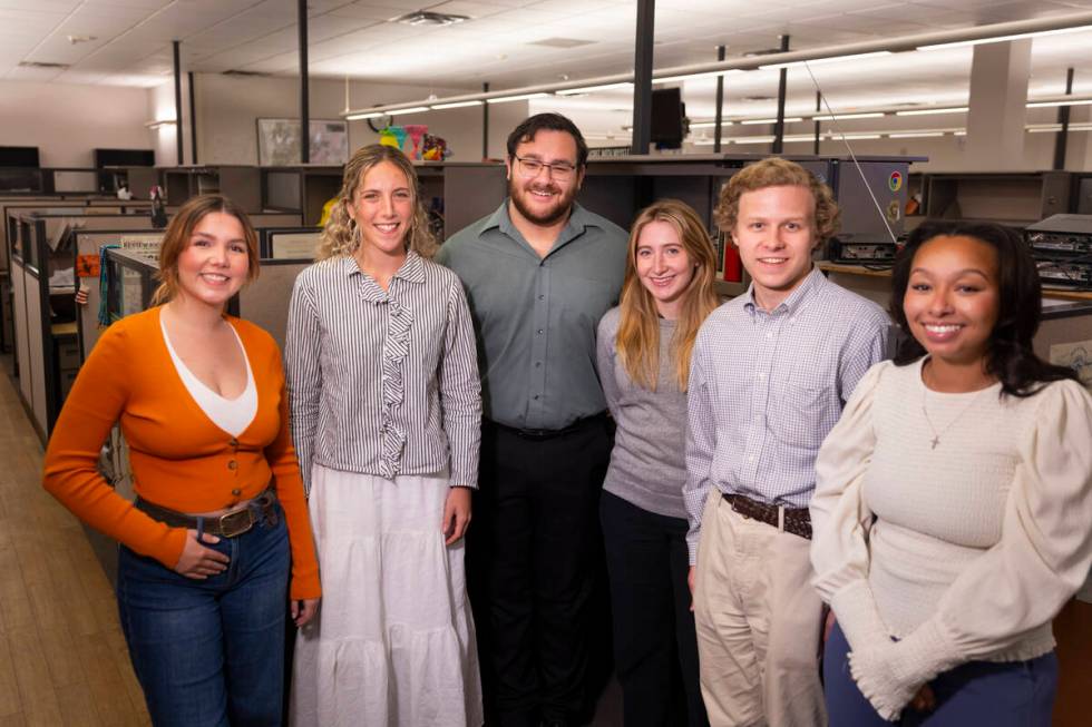 Recently hired Review-Journal reporters, from left, Emerson Drewes, Katie Futterman, Alan Halal ...