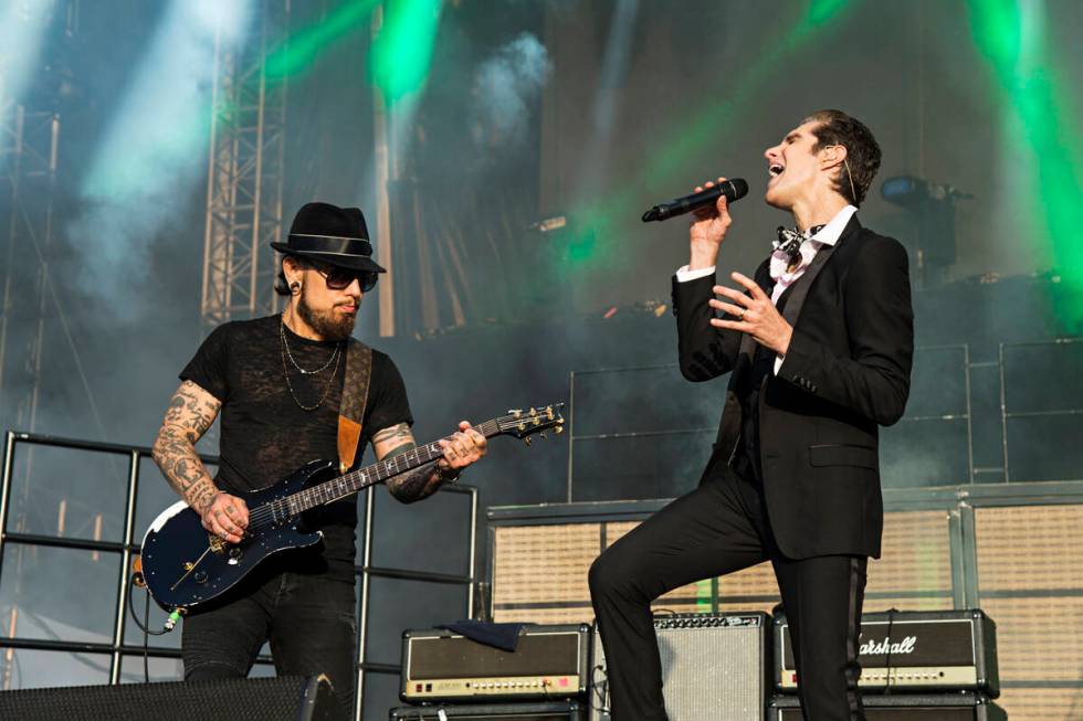 FILE - Dave Navarro, left, and Perry Farrell of Jane's Addiction peform during KAABOO 2017 at t ...