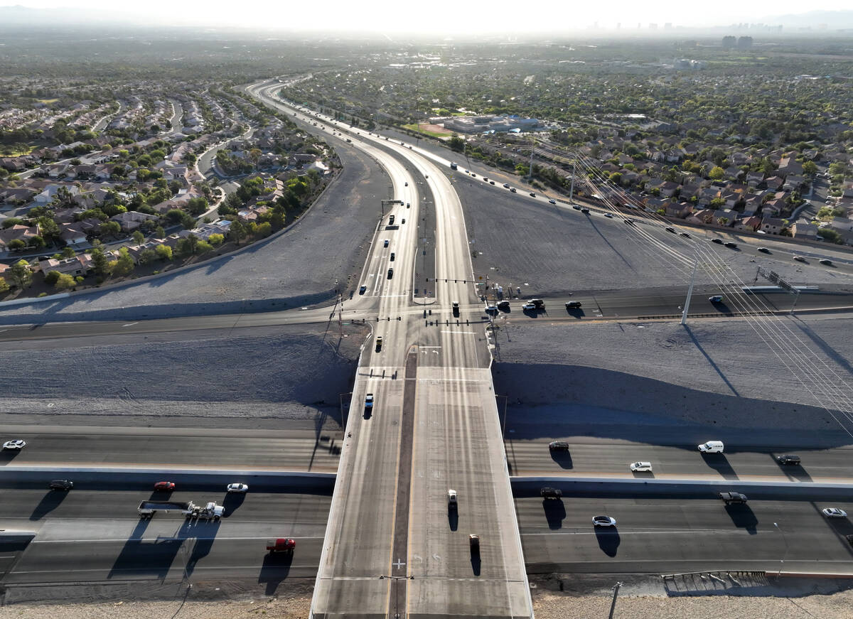 An aerial view of the current 215 Beltway and Summerlin Parkway, on Tuesday, Sept. 17, 2024, in ...