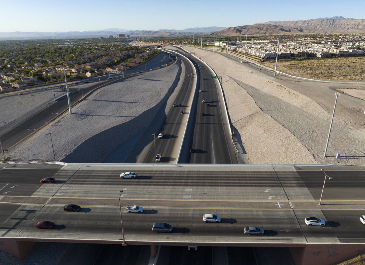 An aerial view of the current 215 Beltway and Summerlin Parkway, on Tuesday, Sept. 17, 2024, in ...