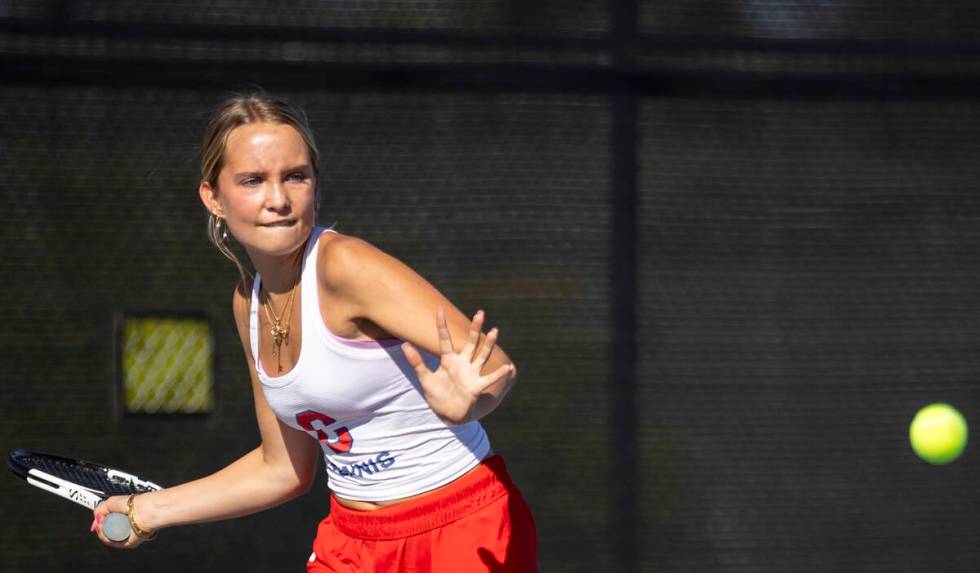 Coronado’s Georgiana “Gigi” Smart competes during the high school tennis m ...