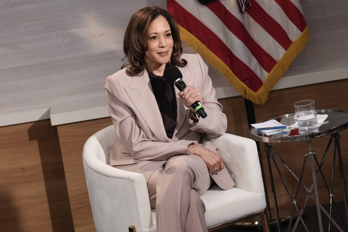 Democratic presidential nominee Vice President Kamala Harris is interviewed by members of the N ...