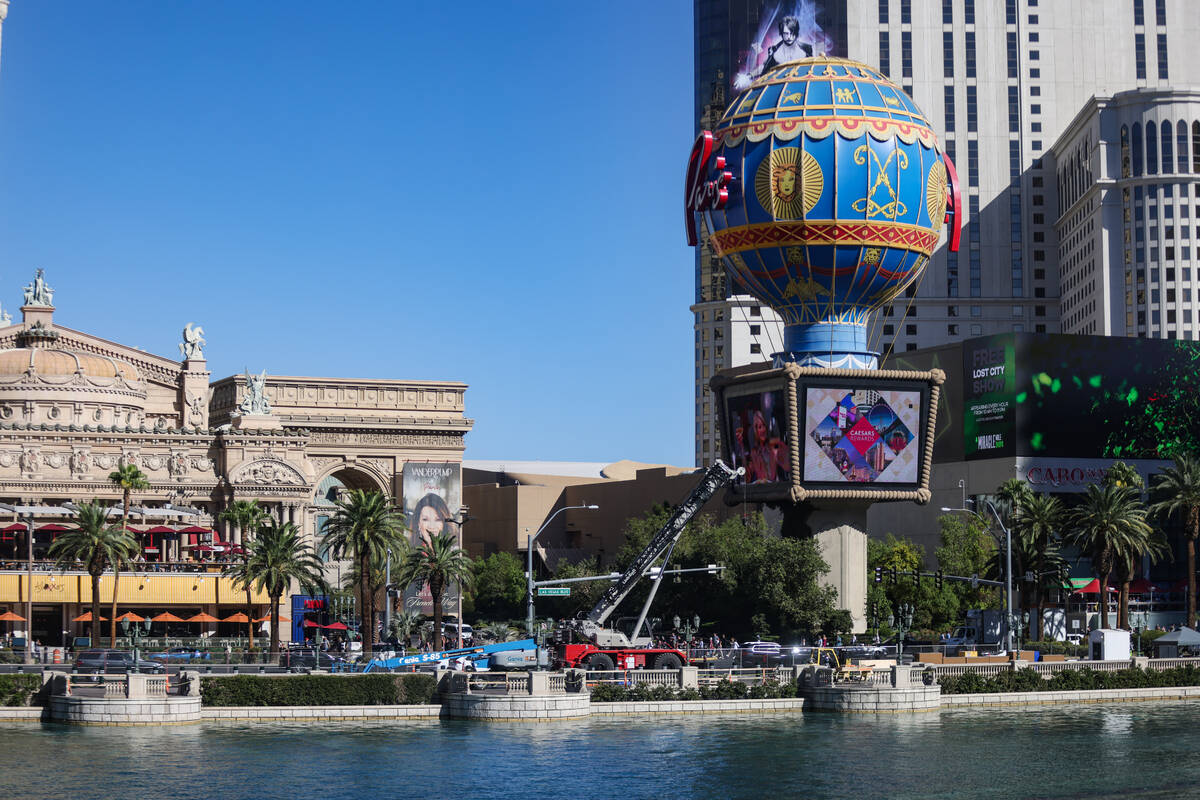 Empty spaces where trees once stood outside the Bellagio hotel-casino in Las Vegas, Tuesday, Se ...