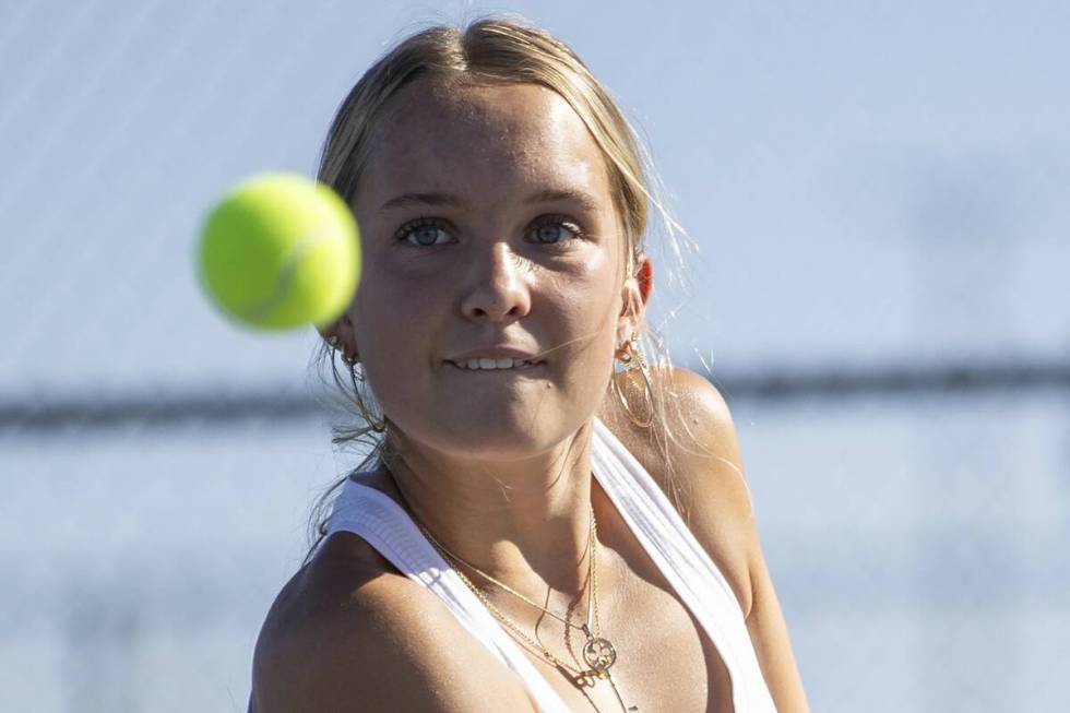 Coronado’s Georgiana “Gigi” Smart competes during the high school tennis matches against ...