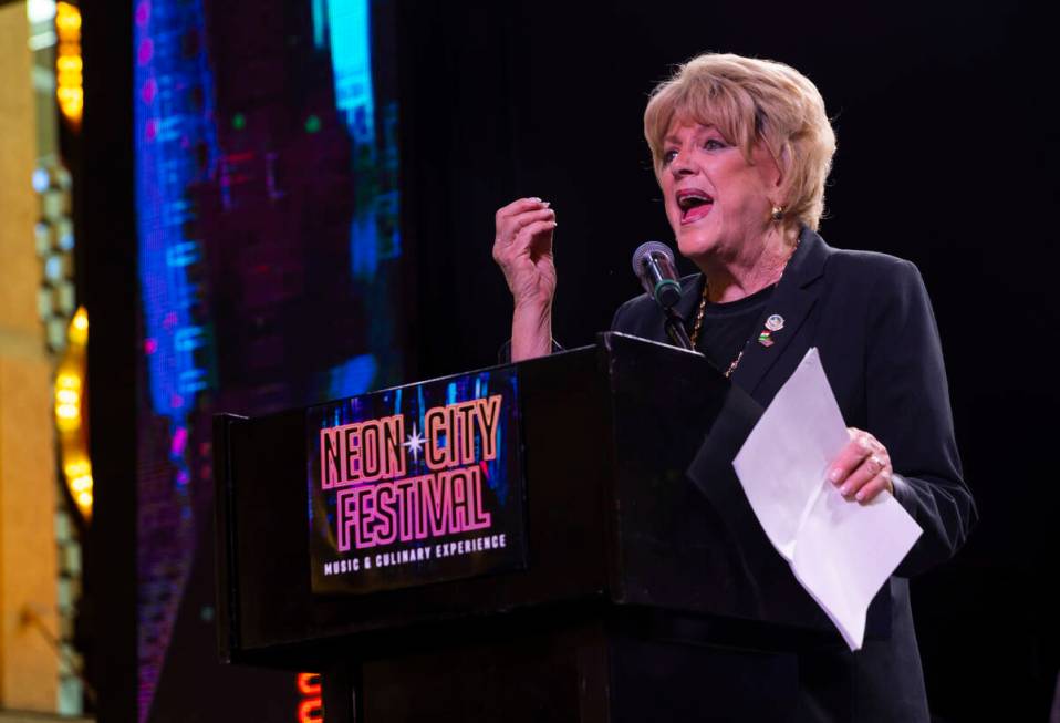 Las Vegas Mayor Carolyn Goodman speaks before the first announcement of performers for the new ...