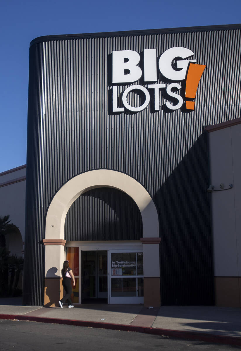 A woman walks into a Big Lots, Wednesday, Sept. 18, 2024, in Las Vegas. Seven Big Lots within t ...