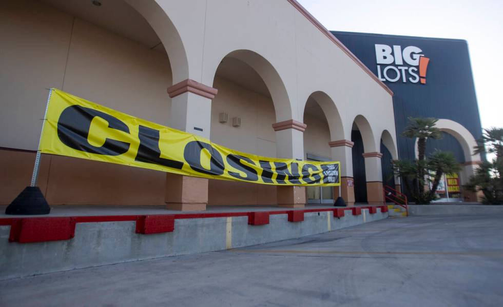 A closing sign sits outside a Big Lots, Wednesday, Sept. 18, 2024, in Las Vegas. Seven Big Lots ...