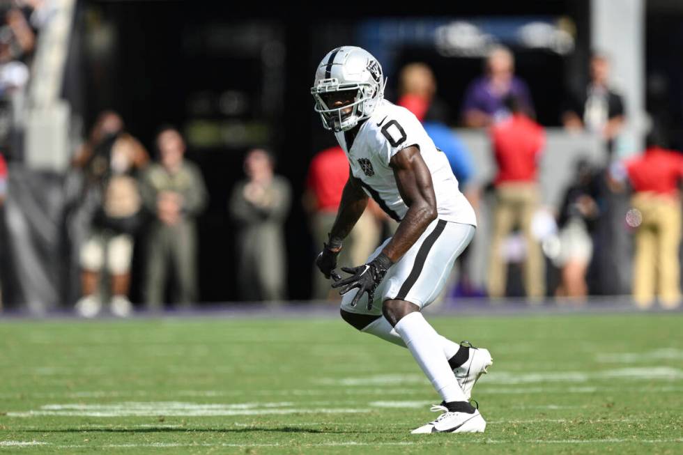 Las Vegas Raiders cornerback Jakorian Bennett (0) in action during the second half of an NFL fo ...