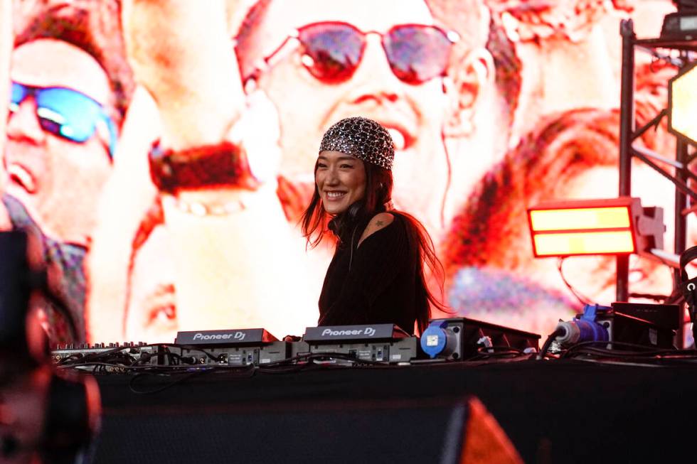 Peggy Gou performs onstage at Field day, at Victoria Park, in London, Saturday, Aug. 20, 2022. ...