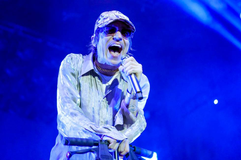 Matt Shultz of Cage The Elephant performs at the Credit Union 1 Arena, Wednesday, Aug. 14, 2024 ...