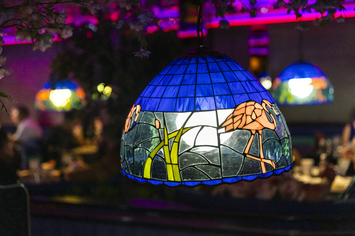 A stained glass lamp is pictured at the Peppermill Restaurant and Fireside Lounge on Tuesday, S ...