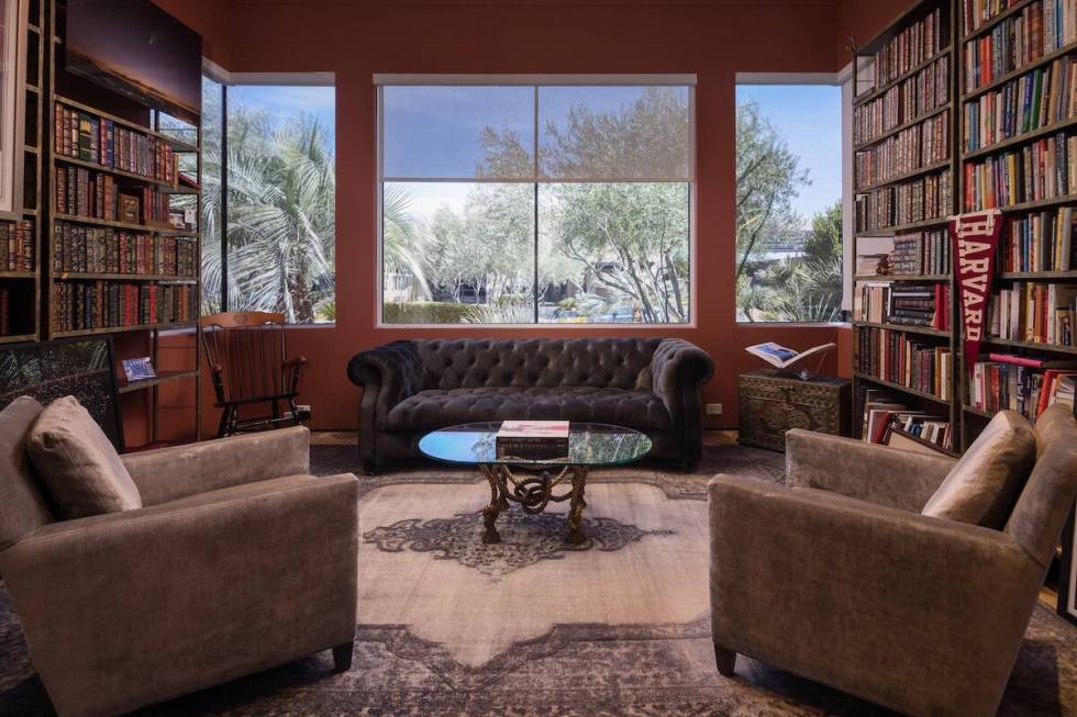 The $6.4 million home on Meadowhawk Lane in The Ridges in Summerlin features a traditional libr ...