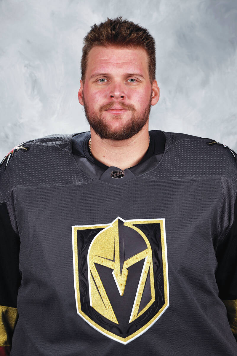 LAS VEGAS, NV – SEPTEMBER 22: Robin Lehner #90 of the Vegas Golden Knights poses for hi ...