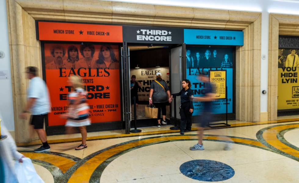 Exterior of the Eagles exclusive fan experience Third Encore debuting today at the Venetian on ...