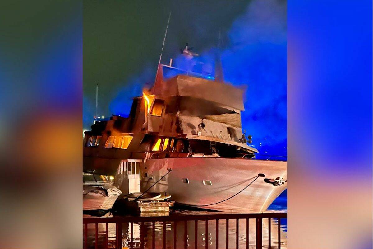 Fire officials are investigating a blaze on board a yacht in Marina del Rey, California. The 10 ...