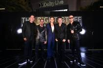 New Kids on the Block are shown at The Park outside Park MGM and T-Mobile Arena after announcin ...