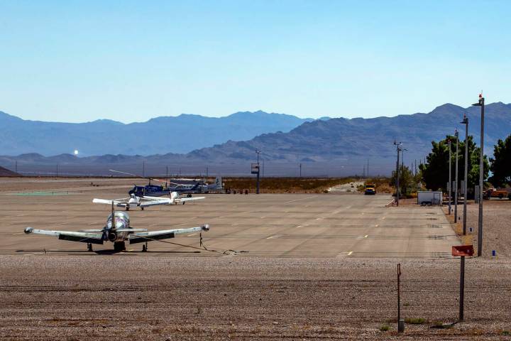 Planes and a helicopter on the tarmac at the Jean Airport Sport Aviation Center on Friday, Sept ...