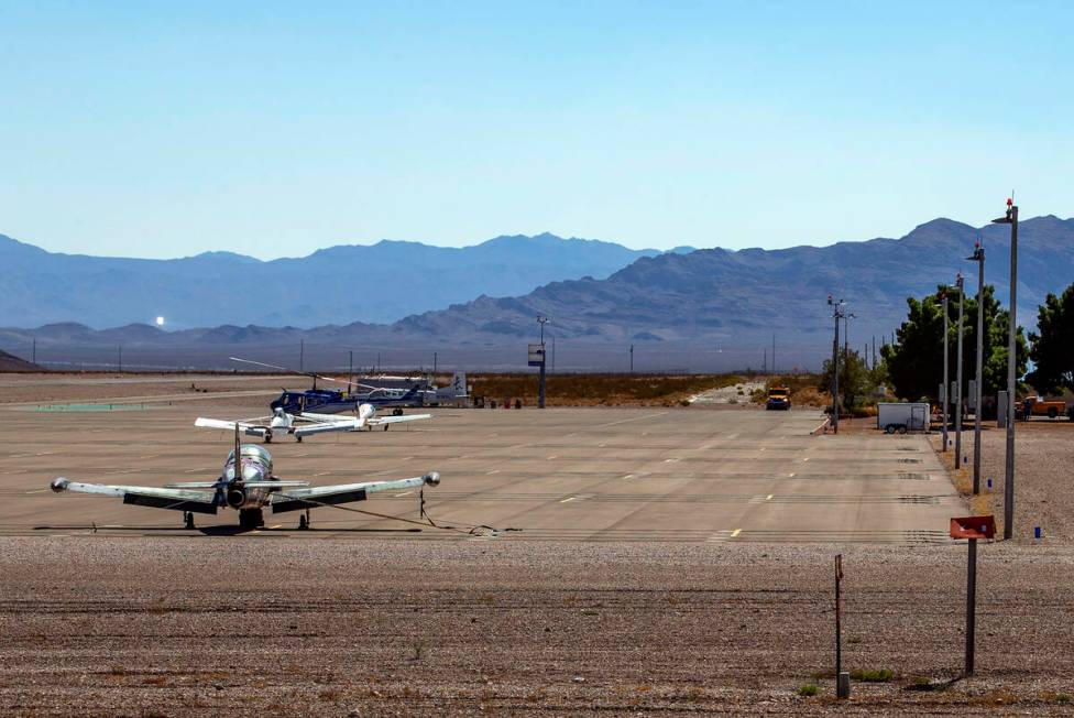 Planes and a helicopter on the tarmac at the Jean Airport Sport Aviation Center on Friday, Sept ...