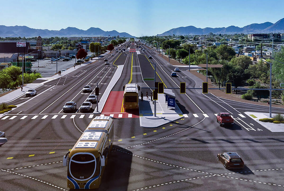 Artist's rendering on the Reimagine Boulder Highway project on Monday, Aug 5, 2024, in Henderso ...