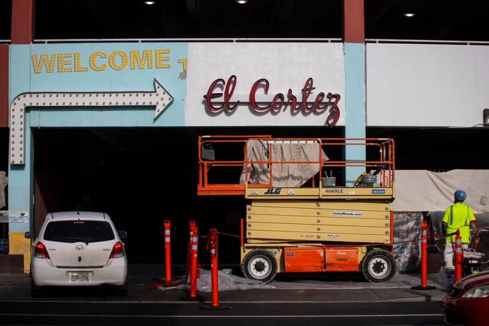 Renovation work goes on at the El Cortez on Thursday, Sept. 19, 2024, in downtown Las Vegas. (C ...