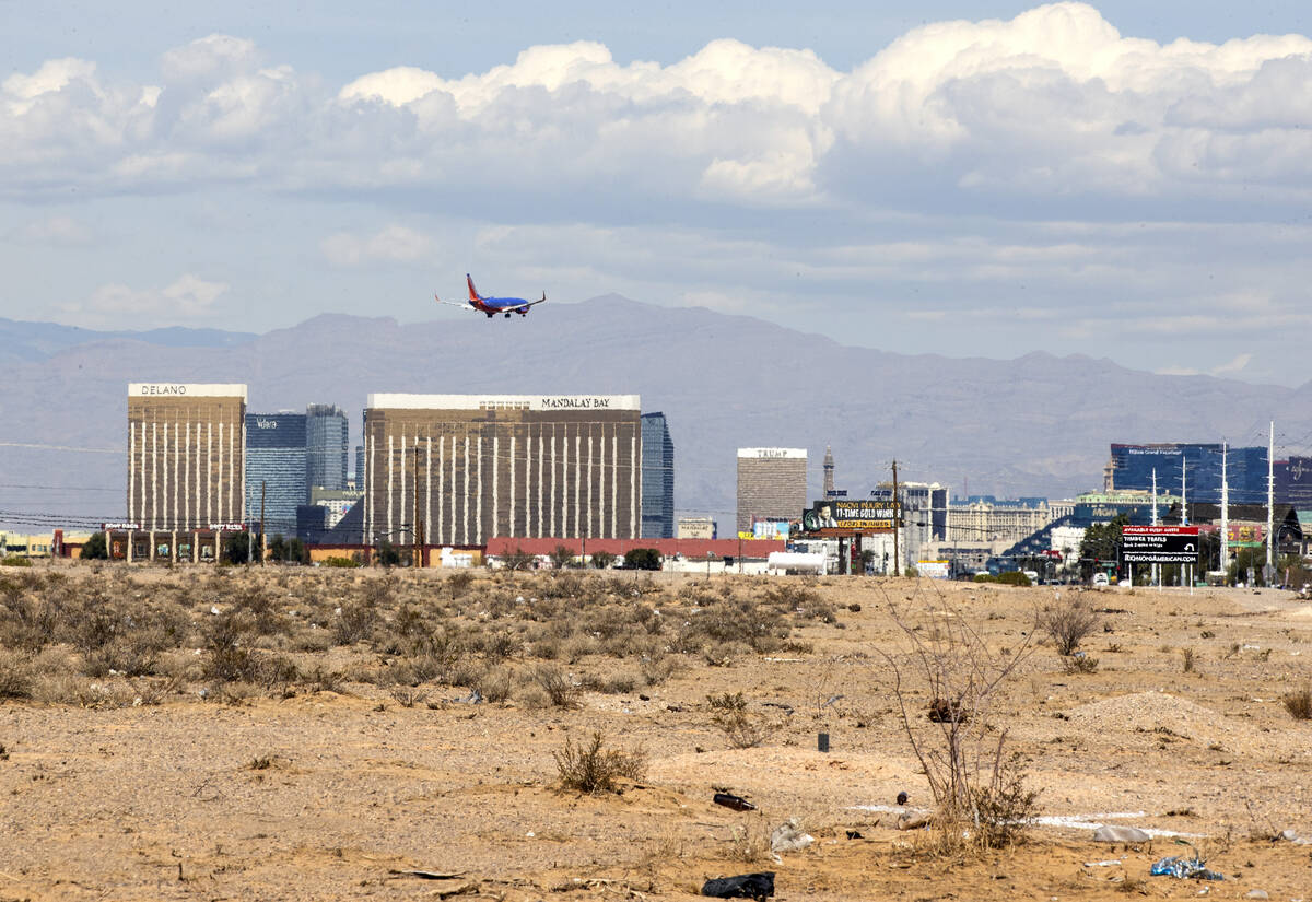 A vacant land south of the Strip where Oak View Group plans to build a $3 billion arena and cas ...