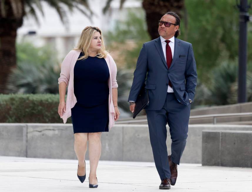 Former Las Vegas City Councilwoman Michele Fiore, left, who pleaded not guilty to federal charg ...