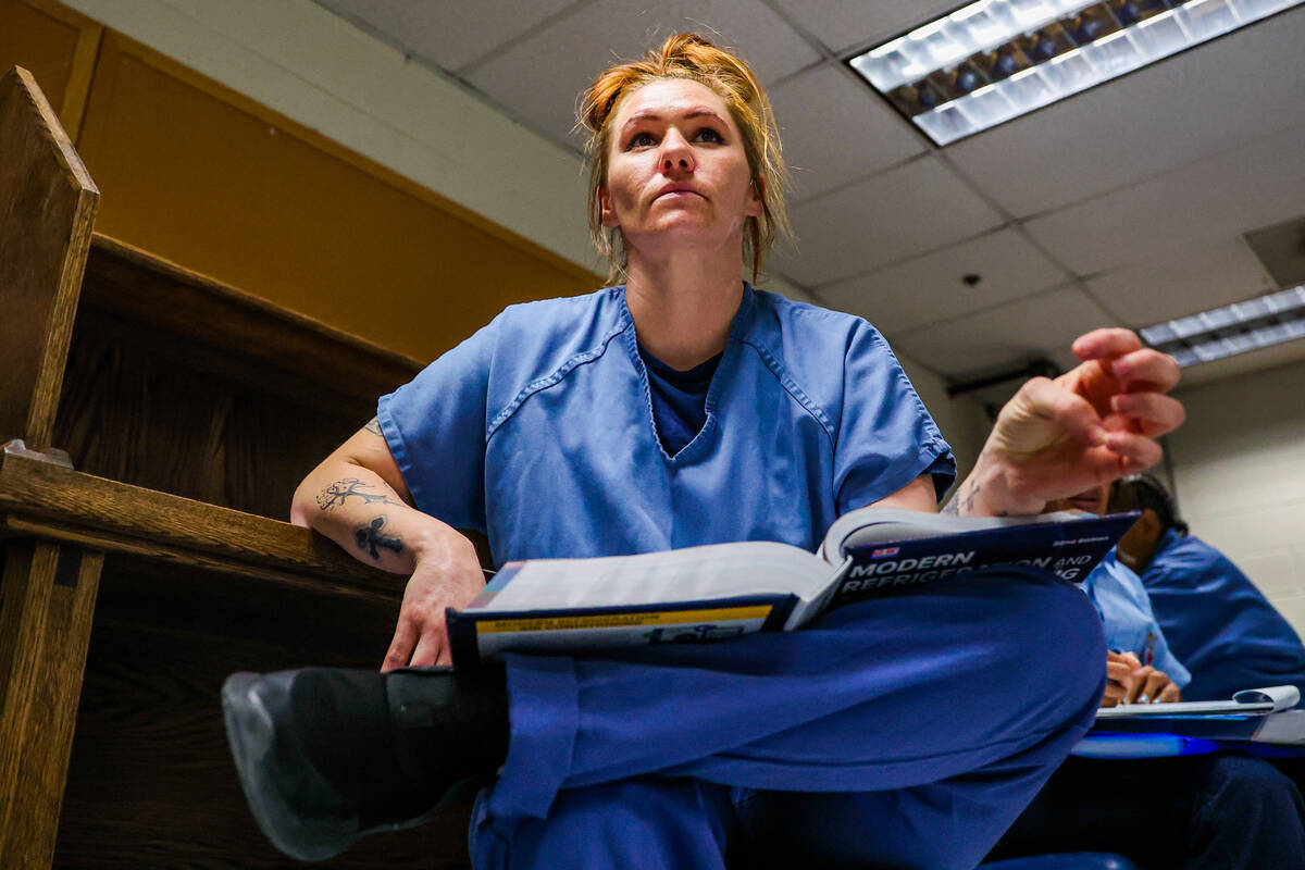 Gabrielle Moore listens to a lesson during a HVAC class for inmates at Florence McClure Women's ...