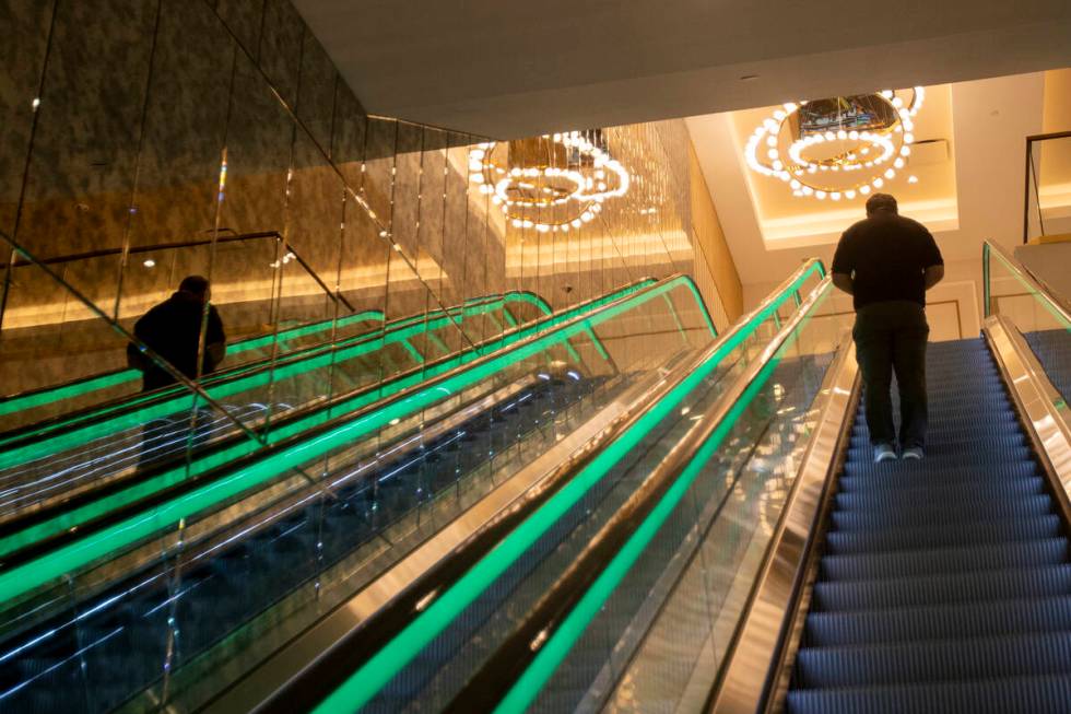 An employee tours the new Skybridge at the Paris Las Vegas, Friday, Sept. 20, 2024, in Las Vega ...