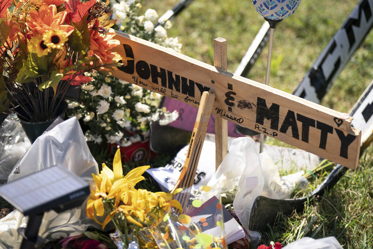 A memorial for Johnny and Matthew Gaudreau, who died last week when they were struck by a suspe ...