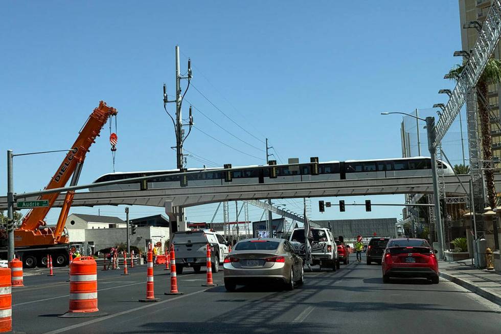 Traffic on Harmon Avenue between Las Vegas Boulevard and Koval Lane on Saturday, Sept. 21, 2024 ...