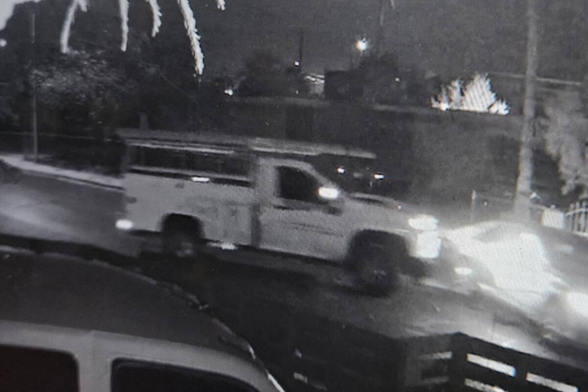 Police say a white Chevrolet box-style work truck was involved in a fatal hit-and-run crash Mon ...