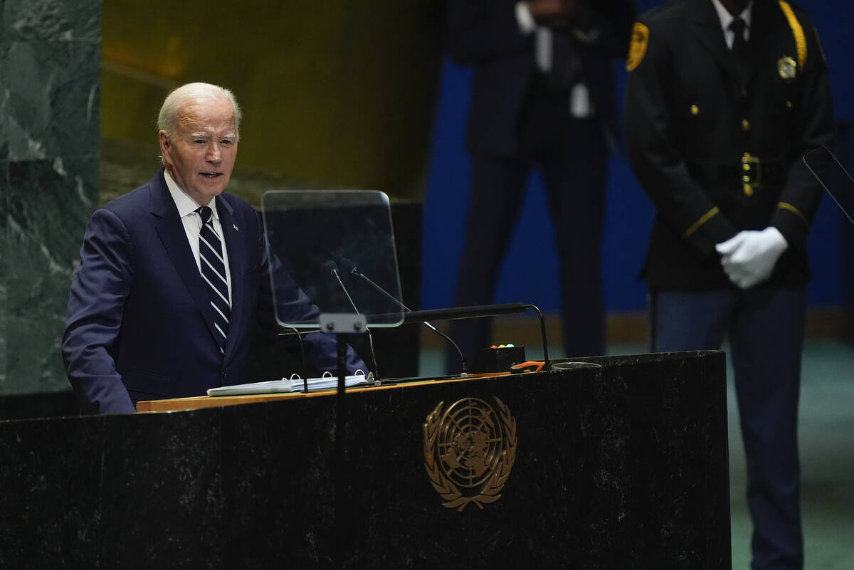 President Joe Biden addresses the 79th session of the United Nations General Assembly, Tuesday, ...