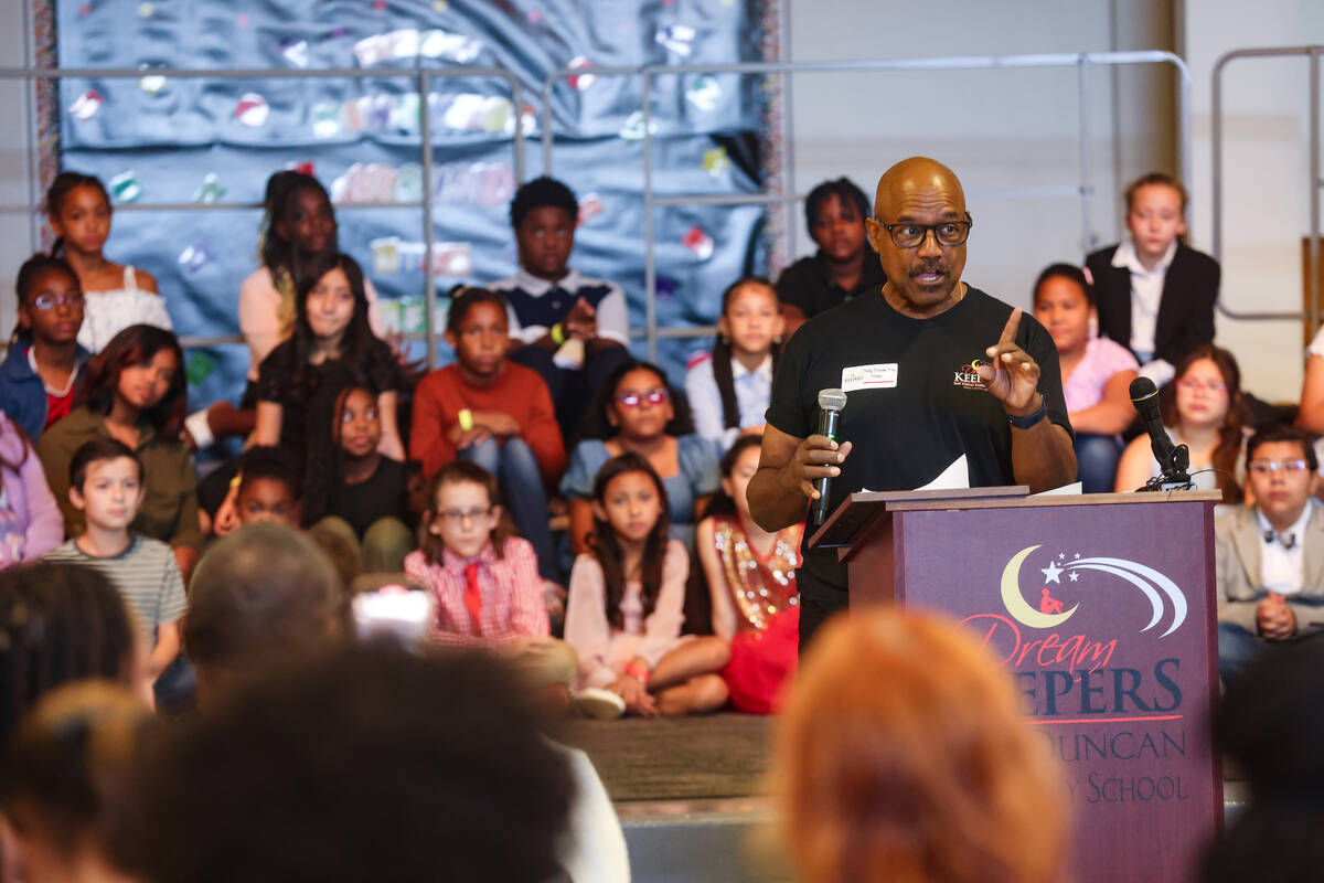 David Phillips, son of Ruby Duncan, addresses the crowd during a “Ruby Duncan Day&#x201d ...