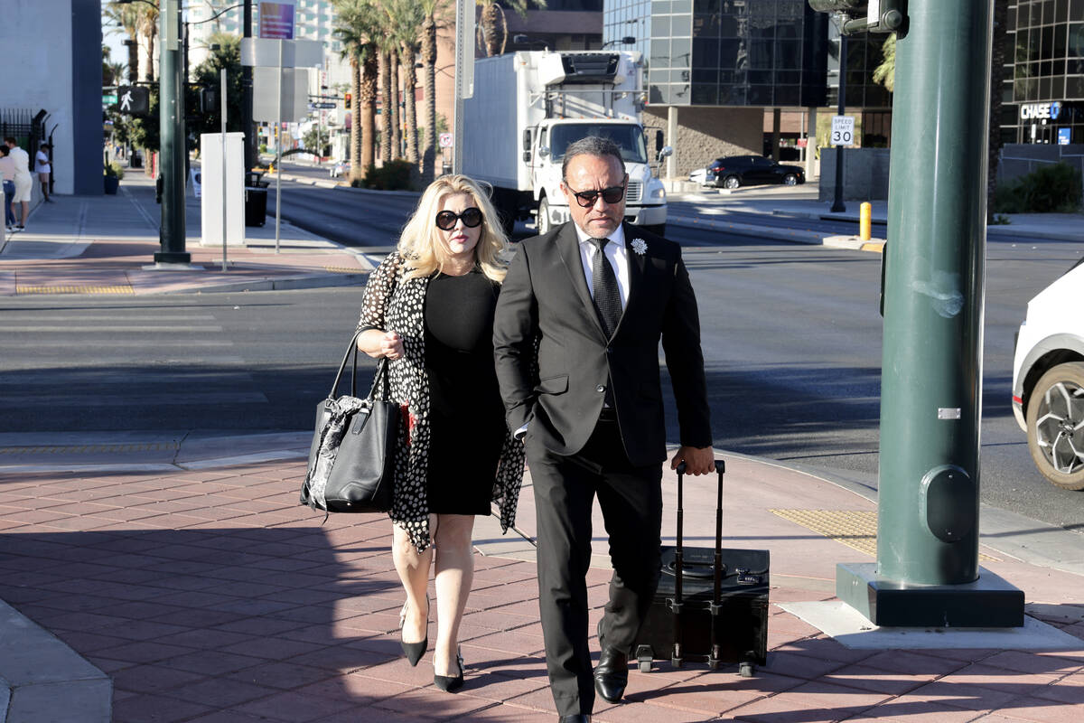 Former Las Vegas City Councilwoman Michele Fiore arrives for her wire fraud trial at the Lloyd ...