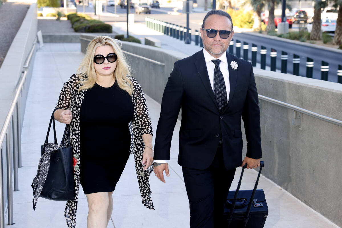 Former Las Vegas City Councilwoman Michele Fiore arrives for her wire fraud trial at the Lloyd ...