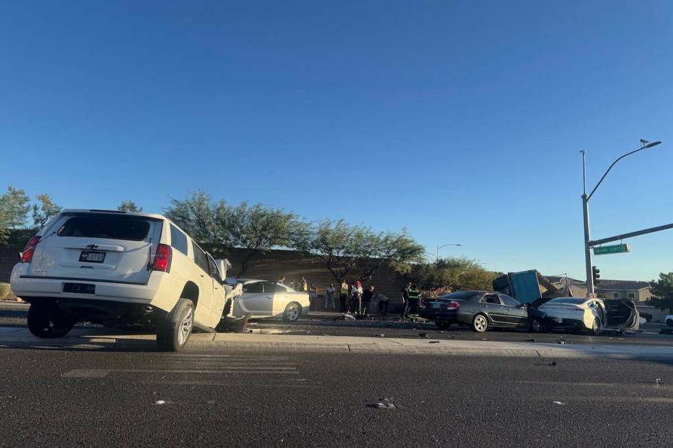 A crash involving multiple vehicles sent five people to the hospital Wednesday morning in the n ...