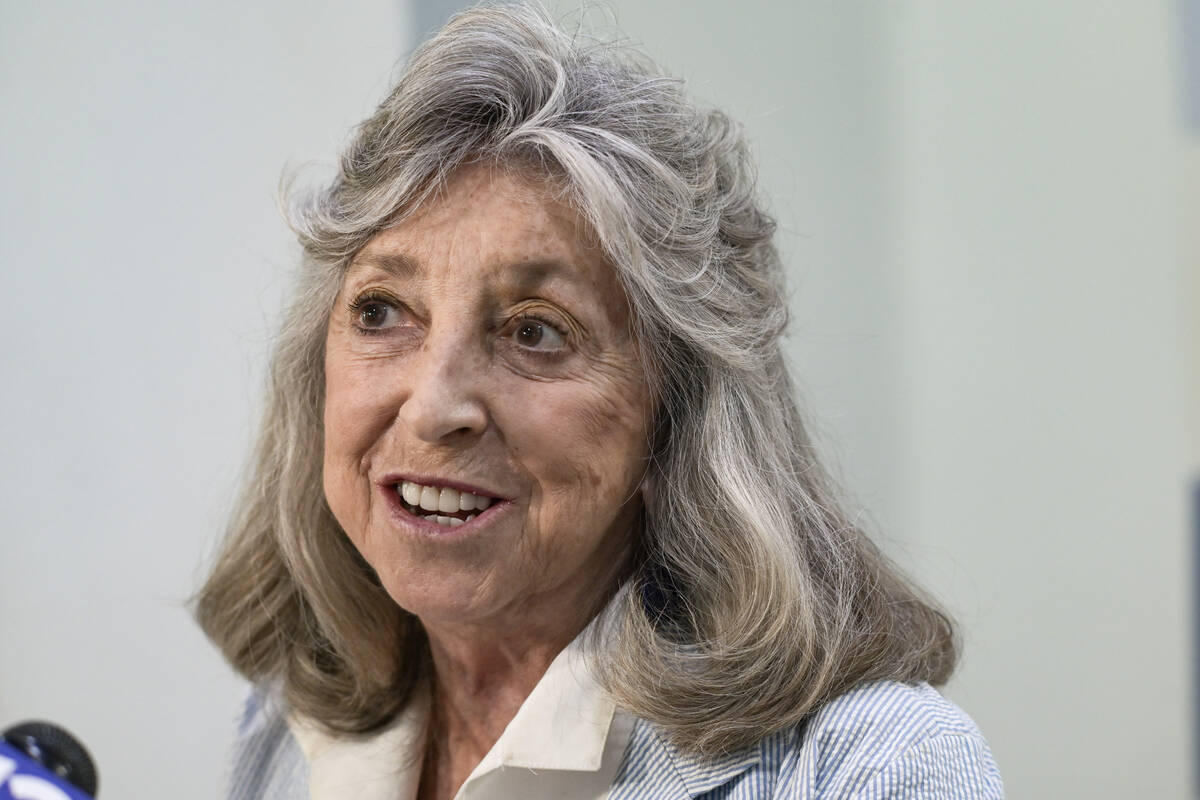 Rep. Dina Titus, D-Nev, speaks at a news conference Monday, July 29, 2024, in Las Vegas. The ev ...