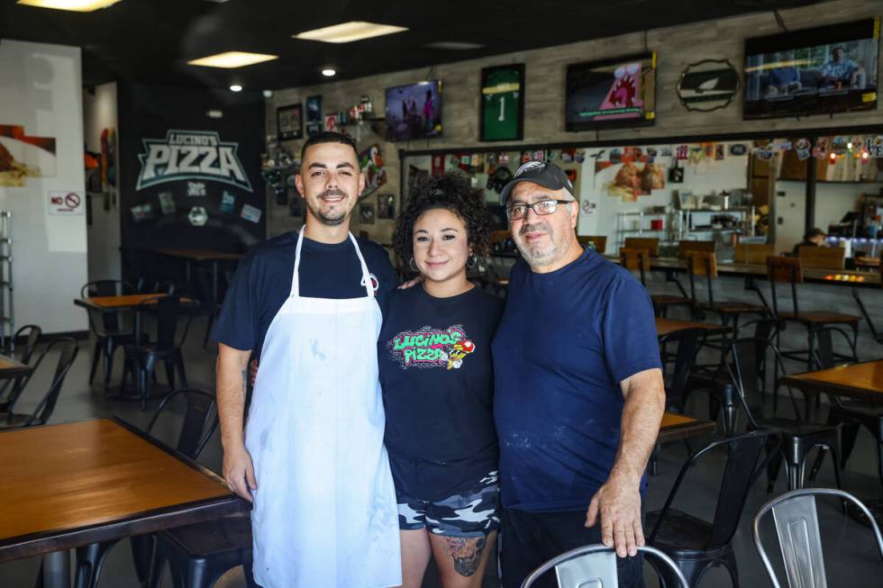 Joey Scolaro, from left, his girlfriend Erika Estrada, and his father Joey Scolaro Sr., pose fo ...