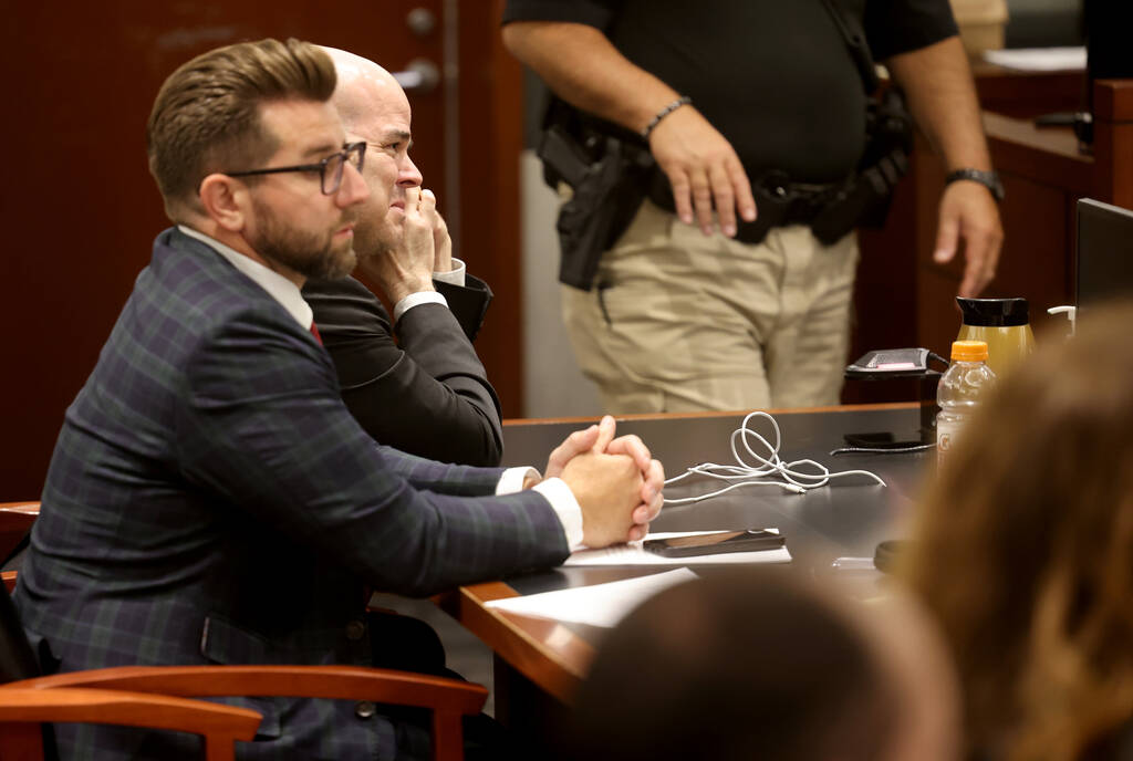 Robert Telles reacts as his mother Rosalinda Anaya talks on the witness stand during the penalt ...