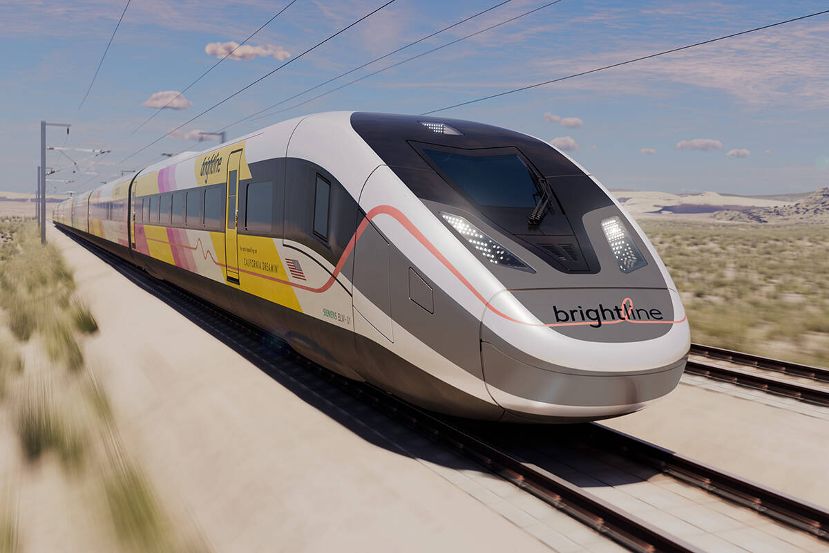 A rendering of a Siemens Mobility American Pioneer 220 train, which will be used on Brightline ...