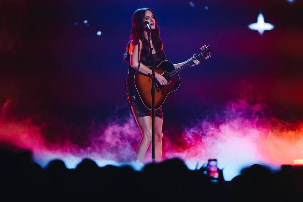 Kacey Musgraves performs during her Deeper Well tour stop at T-Mobile Arena on Saturday, Sept. ...