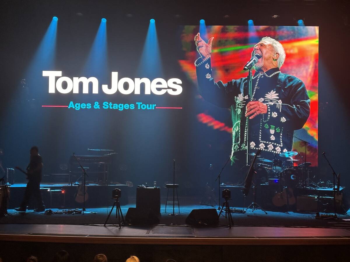 The stage at Encore Theater at Wynn Las Vegas for Tom Jones' performance is shown on Saturday, ...