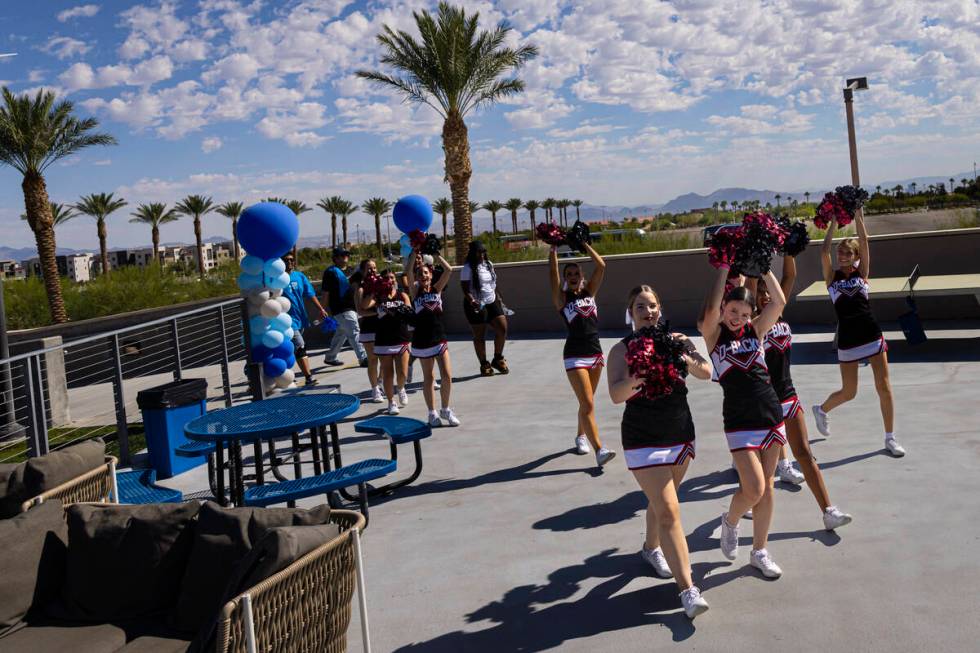 Desert Oasis High School cheerleaders participate in the Anti-Defamation League's Walk Against ...