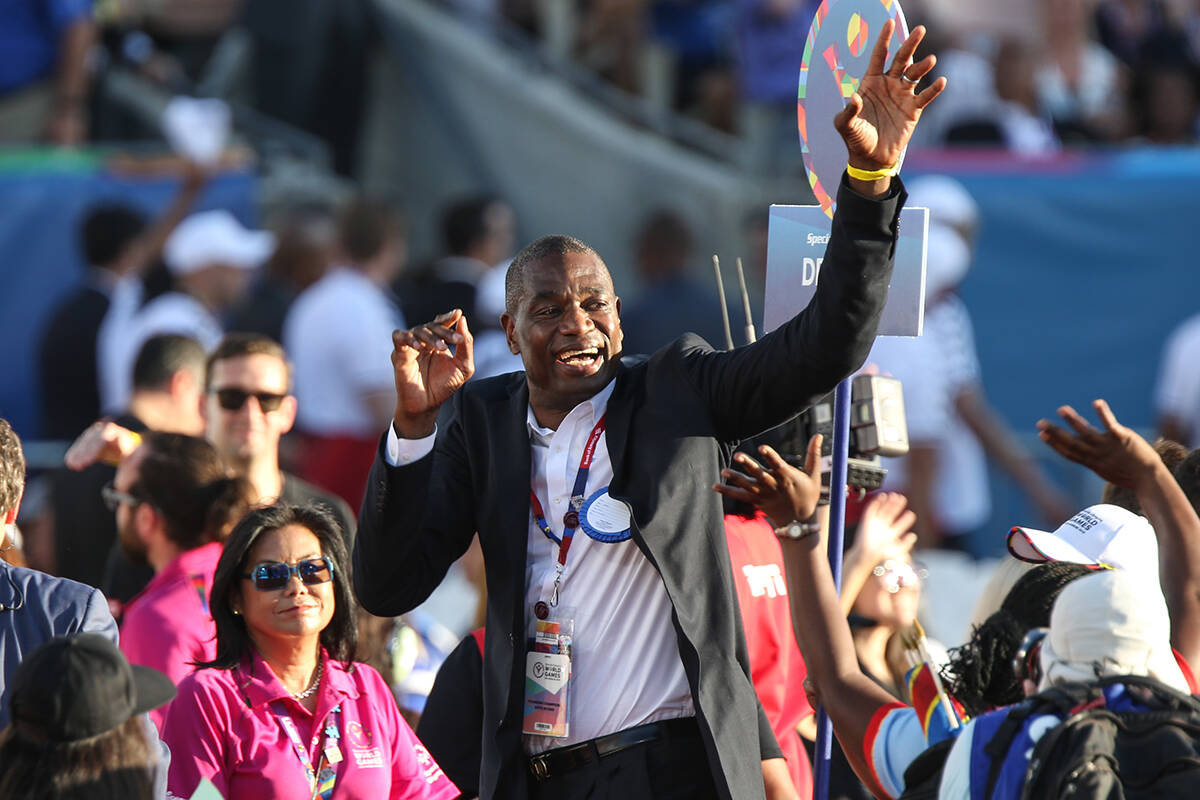 Dikembe Mutombo arrives at the Opening Ceremony of the 2015 Special Olympics World Games at Los ...