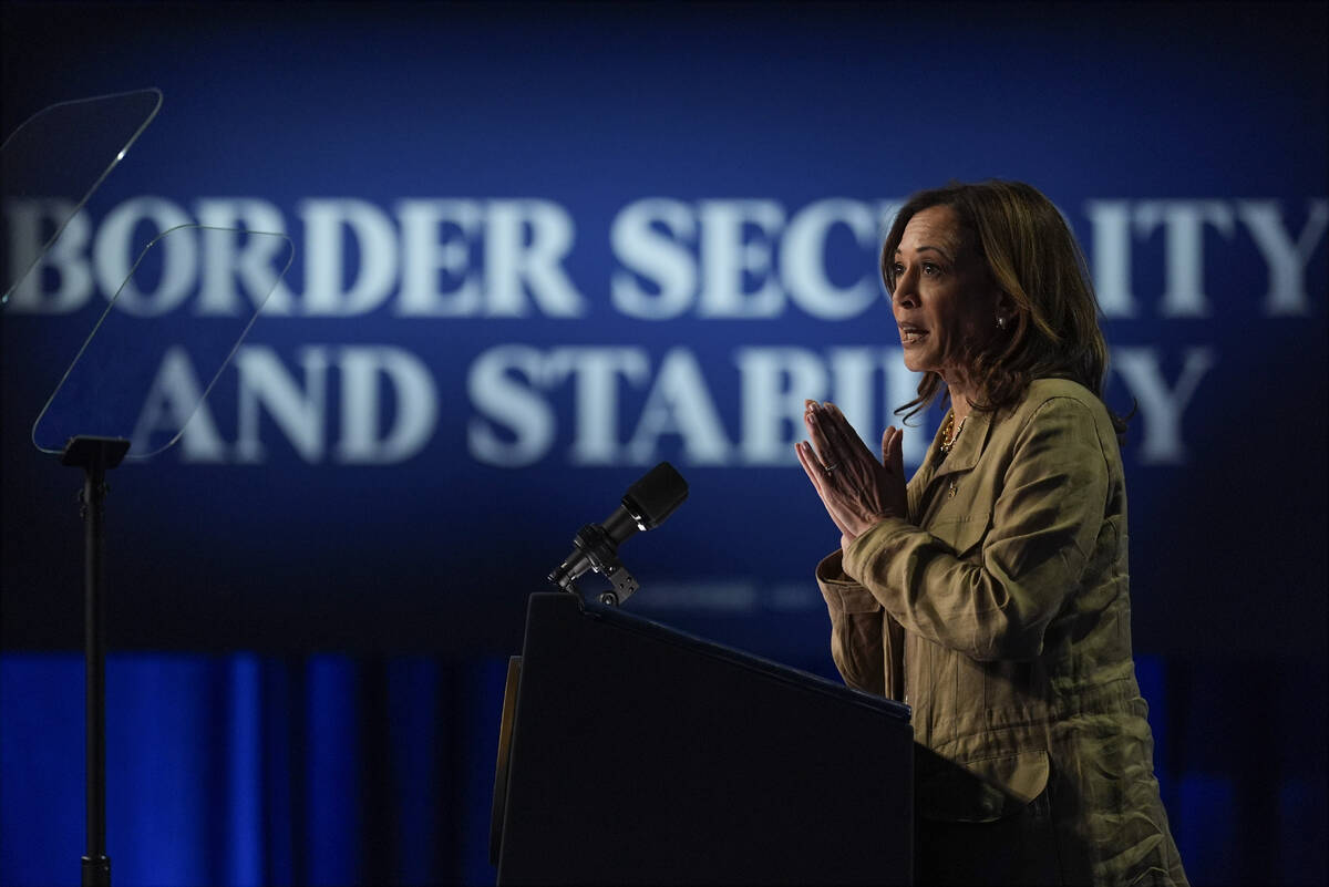 Democratic presidential nominee Vice President Kamala Harris speaks at Cochise College Douglas ...