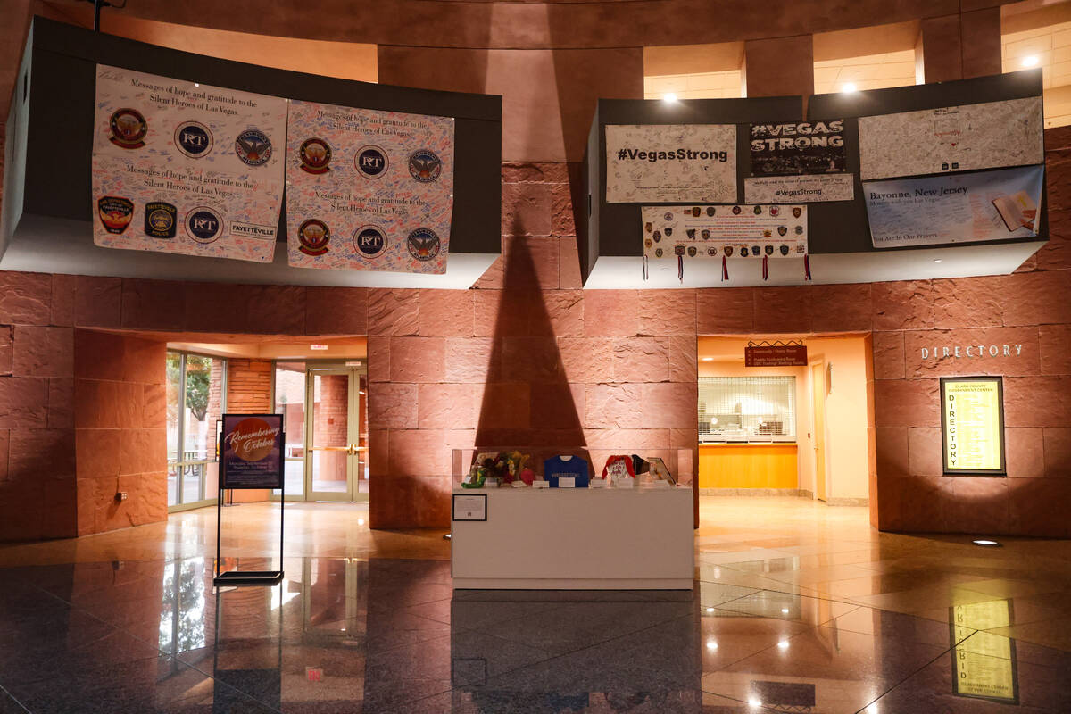 The “Remembering 1 October” exhibit in the Rotunda Gallery at the Clark County Go ...