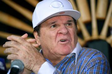 In this Dec. 15, 2015, file photo, former baseball player and manager Pete Rose speaks at a new ...