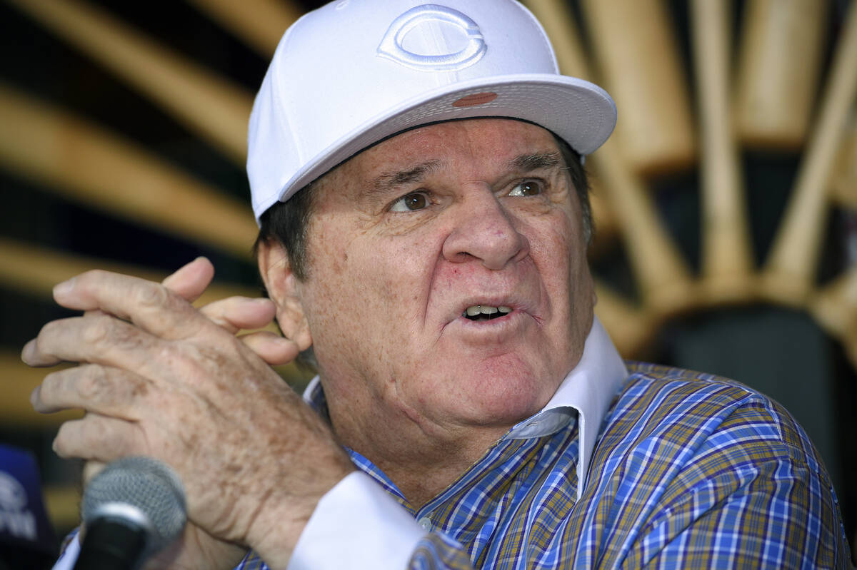 In this Dec. 15, 2015, file photo, former baseball player and manager Pete Rose speaks at a new ...