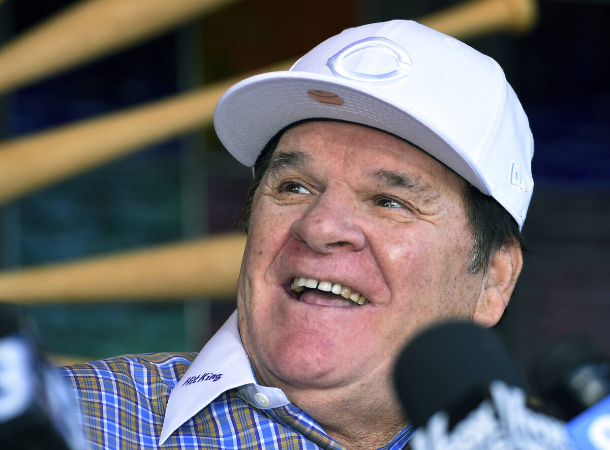 Former baseball player and manager Pete Rose speaks at a news conference, Tuesday, Dec. 15, 201 ...