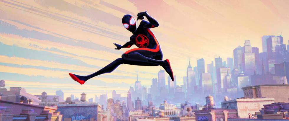 This image released by Sony Pictures Animation shows Miles Morales as Spider-Man, voiced by Sha ...